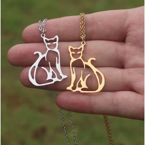 Origami Animal Cat Necklace For Baby Girl Kids Birthday Gift Gold Filled Chain Kitty Choker Necklaces Women Fashion Jewelry