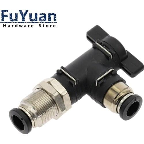 BLM bulkhead Pneumatic Push In Quick Joint Connector Hand Valve To Turn Switch Manual Ball Current Limiting Black 6mm 8mm 10mm