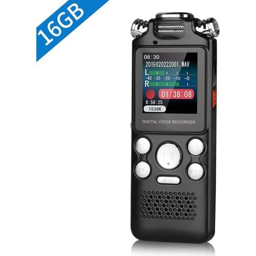 Professional Stereo Handheld Digital Recorder 16G Digital Voice Activated Recorder 1536Kbps Sound Audio Recorder with Playback