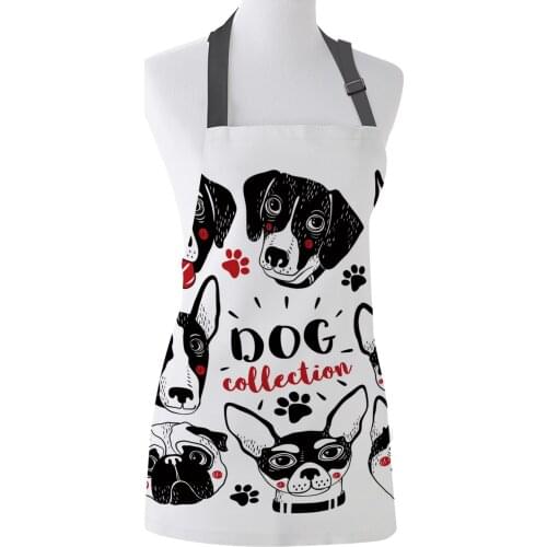 Funny Apron Cute Pet Dog Footprints Chihuahua Husky Big Dane Kitchen Aprons for Women Man Kids Home Cooking Baking Waist Bib