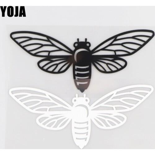 YOJA 14.4×6.4CM Fashion Cicada Vinyl Cartoon Animals Pattern Car Stickers Decal Black/Silve0r 19C-0127
