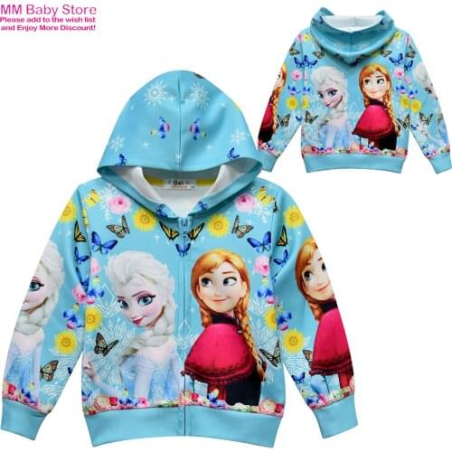 Baby Girls Anna Elsa Hoodies Cartoon Sweat Shirt Clothing Children Zipper Long Sleeve Spring Autumn Jacket Coats Kids Hooded Top