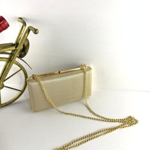 GOLD METAL MESH METALLIC EVENINGBAG PARTY CLUTCH BAG
