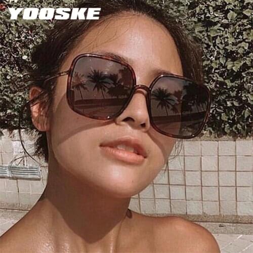 YOOSKE 2021 Square Sunglasses Women Men Oversized Rectangle Eyewear Black Goggles Gradient Sun Glasses for Female Gift UV400