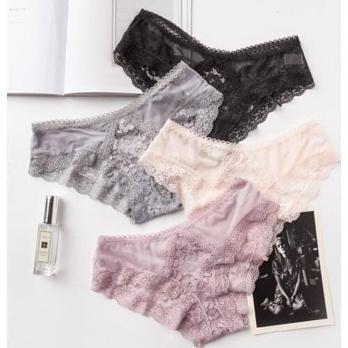 Q Cotton Inner File Ladies Underpants Female Lingerie Underware Large Size Hollow Transparent Lace Panties Women Bandage Briefs