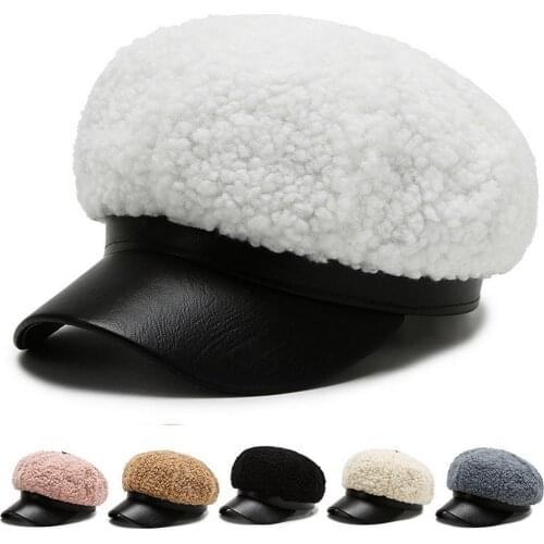 Female Beret Autumn And Winter Octagon Hat For Women Cashmere Newsboy Cap Bend British Style Warm Collision BT0059