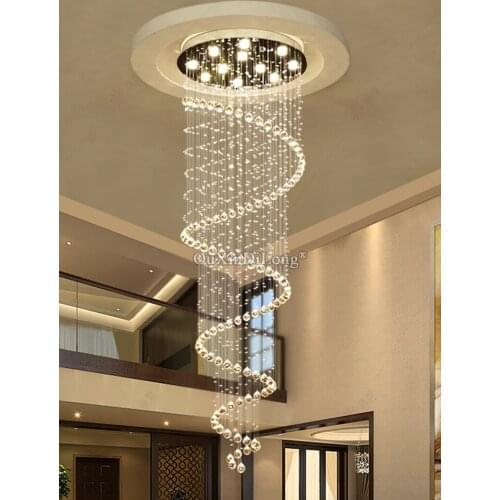 1PCS New Modern LED K9 Crystal Chandelier Villa Luxury Crystal Chandelier Double Staircase Lamp Living Room Lights GF414