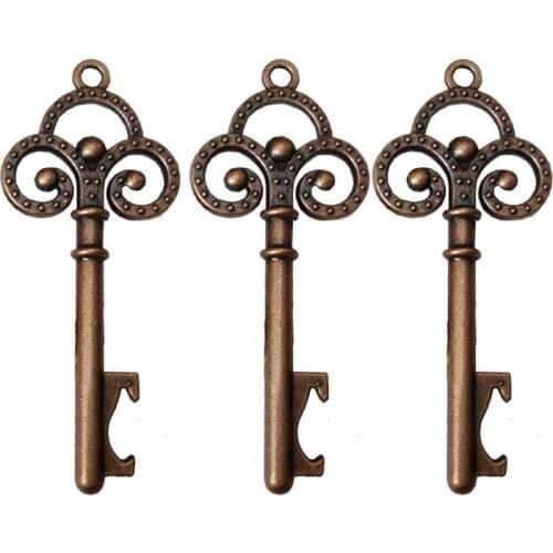 1000pcs/lot Wholesale Wedding Favors Wedding DIY Accessories Antique Copper Clover Small Skeleton Key Beer Bottle Opener