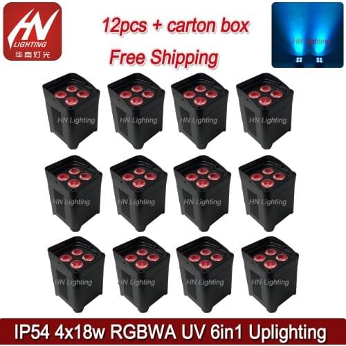 12pcs high power 4x18w Wireless DMX Battery Operated led par light RGBWAUV IP65 waterproof Outdoor led wall wash par