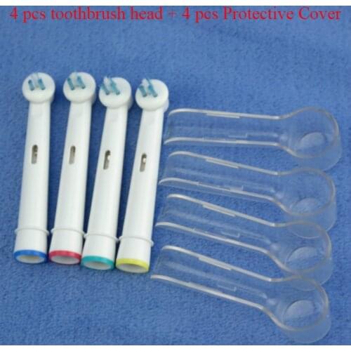 4 pcs Packs Electric Toothbrush Heads Double Rings Replacement Tooth Brushes Fits for Oral B Vitality EB-17A Teeth Clean