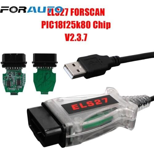 V2.3.7 ELM327&J2534 Pss-Thru Car Diagnostic Tool Multi-Language Works ELS27 Forscan Green PCB PIC18f25k80 Chip OBD2 For Mazda