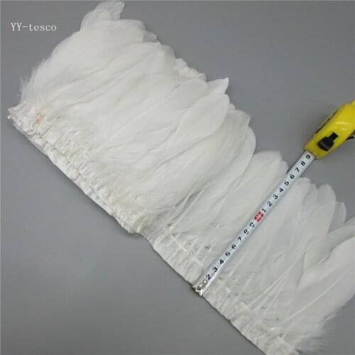 White Goose Feather Trims 10 Meter/Lot Dyed Real Geese Feather Fringes Ribbons for Dress Skirt Cloth Belt decorative Clothing