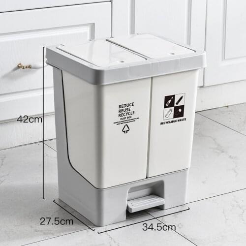 Large Kitchen Trash Can with Lid Recycle Trash Can Sorting Rectangular Plastic Bucket Innovative Vuilnisbak Waste Bins ED50TC