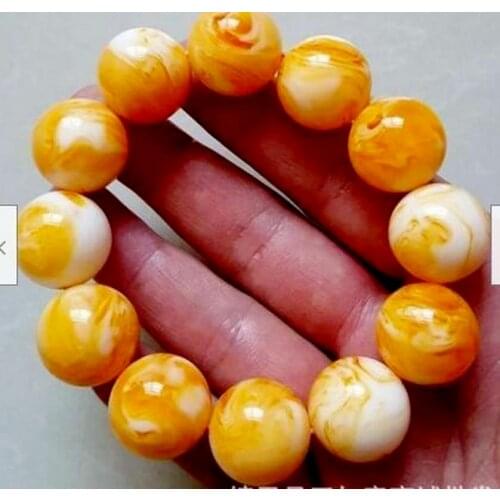 18MM natural beeswax bracelet old Amber Buddha beads bracelet for men and women