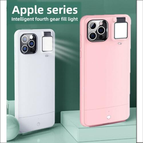 For iPhone11 12 Pro max Ring Light Flash Case LED Selfie Flashlight Cellphone Case Cover for iPhone11 12 pro Max XS MAX