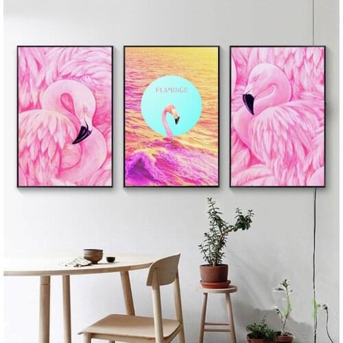 Flamingo Animal Painting Cartoon Animal Poster Living Room School Room Wall Decorative Painting Picture Art