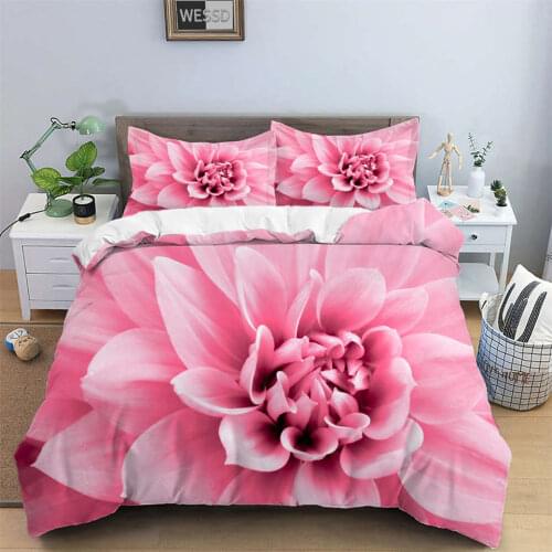 3D Flower Duvet Cover Set For Girl Woman Queen King Single Double Bed Rose Floral Quilt Cover Pillowcase Home Bedspreads