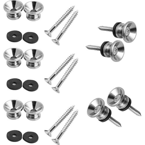 10Pcs Metal Strap Buttons End Pins with Mounting Screws for Electric Acoustic Guitar, Bass,Ukulele