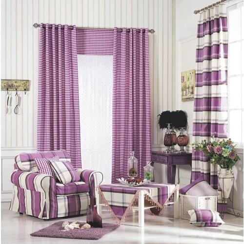Korean simple plaid curtains. Custom curtains, tablecloths, cushions