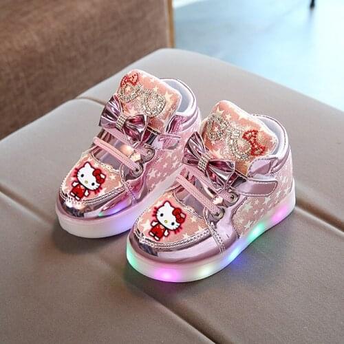 Sanrio 2021 spring autumn new Hello Kitty flashing lights girls casual shoes LED Melody sneakers boysgirls shoes sneakers