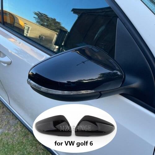 For VW for Golf 6 GTI MK6 2009-2014 Side Mirror Cover Cap Bright Black Shell Mirror Cover Trims Door Rearview Mirror Trim Holder
