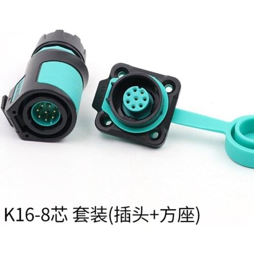 KWAY K16 Outdoor Wire Quick Aviation Connect M16 8Pin Connector IP68 Waterproof Cable Signal Adapter 8 Pin Bulkhead Panel Mount