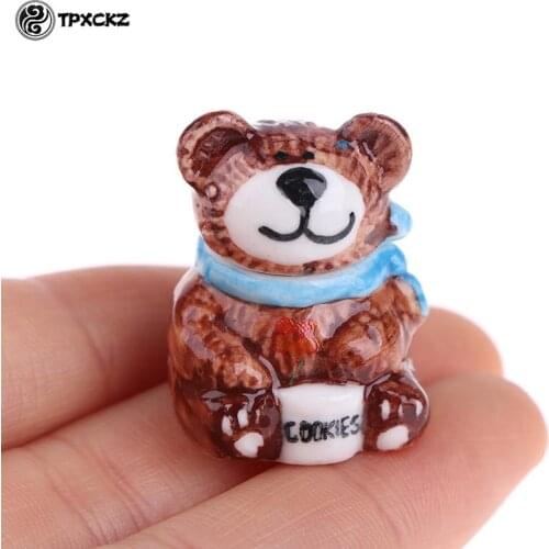 Mini Ceramic bear Crafts 1:12 Dollhouse Miniature Ceramics Candy Jar Candy Bottle Model Doll Decor Toy