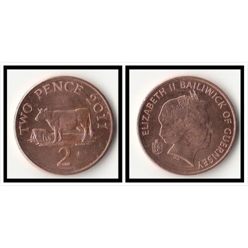 Guernsey 2 pences Coins Europe New Original Coin Commemorative Edition 100% Real Rare Eu Random Year