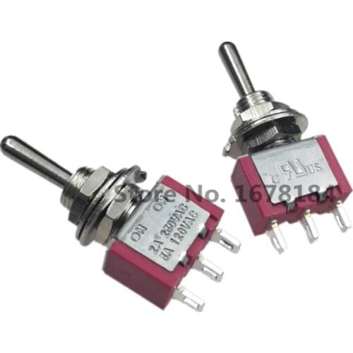 MTS-123 Momentary Toggle Switch 6MM (ON)-OFF-(ON) 3A 250VAC 6A 125VAC 3PIN SPDT 3 Position Reset Switches With Solder Terminal