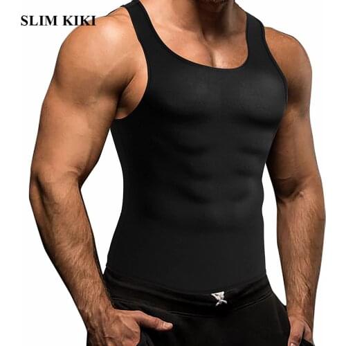 Men Waist Trainer Corset Vest Hot Neoprene Sauna Suit Body Shaper Tank Top Shirt No Zip Trimmer Compression Tummy Control Man
