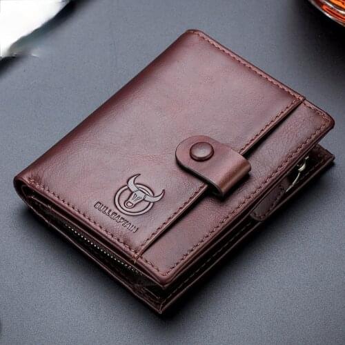 Mens leather wallet short vertical vertical multi-function detachable coin purse with coin clip business casual
