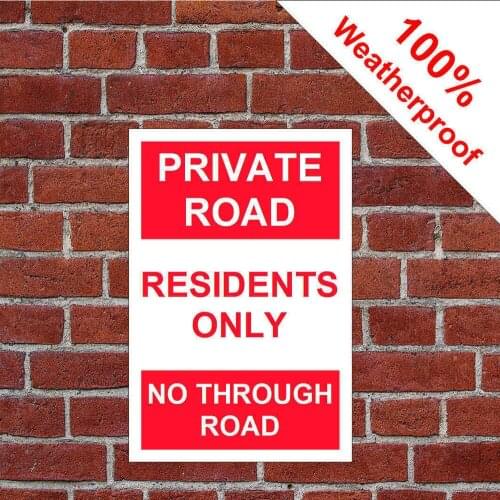 Private Road Residents Only No Through Road PVC Sign Durable & Weatherproof Customized House Number Plate