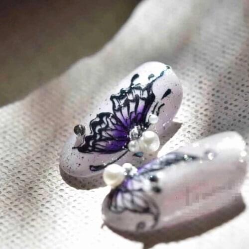 2020 New 3D Nail Art Stickers Bohemia Black Line Butterfly Image Nails Stickers for Nails Sticker Decorations Manicure Z0397