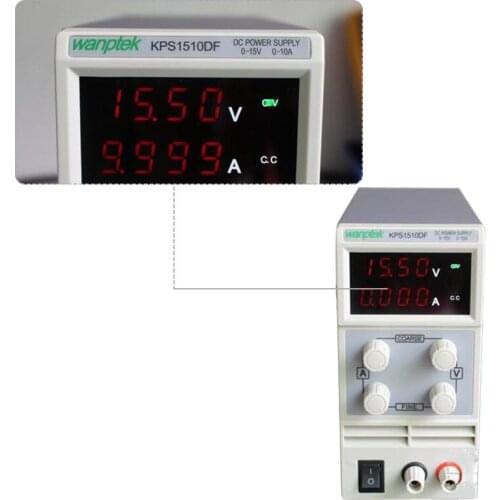 New KPS1510DF 15V10A 110V-230V 0.1V/0.001A EU LED Digital Adjustable Switch DC Power Supply mA display