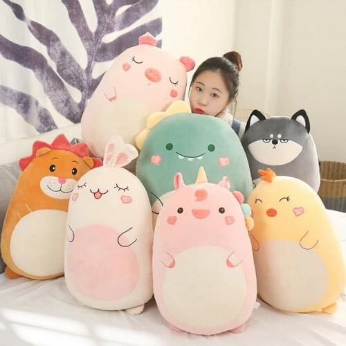 45-80cm Kawaii Unicorn Dinosaur Lion Pillow Plush Animal Soft Big Pillow Buddy Stuffed Cushion Valentines Gift For Kids Girl