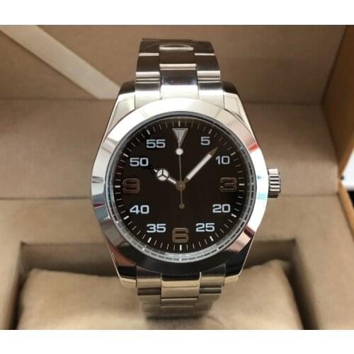 Sapphire crystal 40mm PARNIS black dial Asian Automatic Self-Wind movement mens watch Mechanical Wristwatches 349A