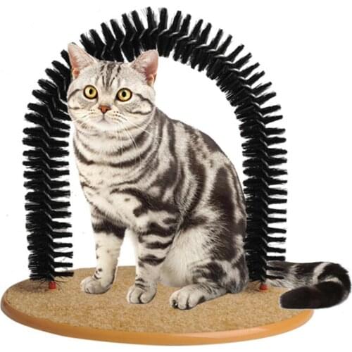Cat Arch Self Groomer Pet Brush Scratcher Cat Massage Toy With Scratching Pad Itching Grooming Toy With Round Fleece Base