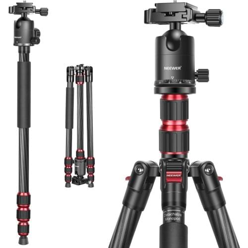 Neewer 79 Inches Carbon Fiber Camera Tripod Monopod 360 Degree Ball Head and Bag for DSLR Camera Video Camcorder Travel and Work