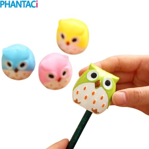 4 pcs/lot Korean Cute Plastic Owl Design Pencil Sharpener Lovely Creative Pen Sharpeners Kawaii Stationery Gift for Kids Student