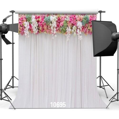 Pink Drapes Wedding Party Rose Floral Customized Vinyl Photography Backdrops Computer Printed Backgrounds for Photo Studio