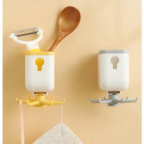 6 Claw Rotating Storage Hook Wall Mounted Container Multifunction Storage Rack Housekeeper on wall Hook for Kitchen Bathroom