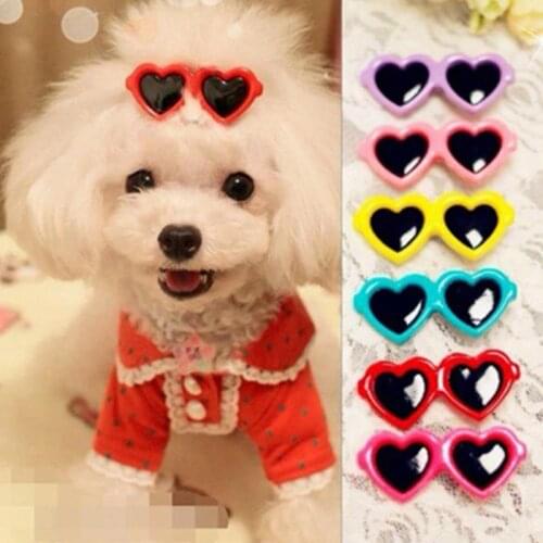 Pet Hair Clip Heart Glasses Design Dog Hair Barrette Dog Hair Clip Pet Hairpin Dog Cat Puppy Hair Grooming Accessories