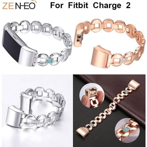 Womens bracelet Drop shipping For Fitbit Charge 2 Metal Watch Straps watchband Luxury Rhinestone for Fitbit Charge 2 wristband