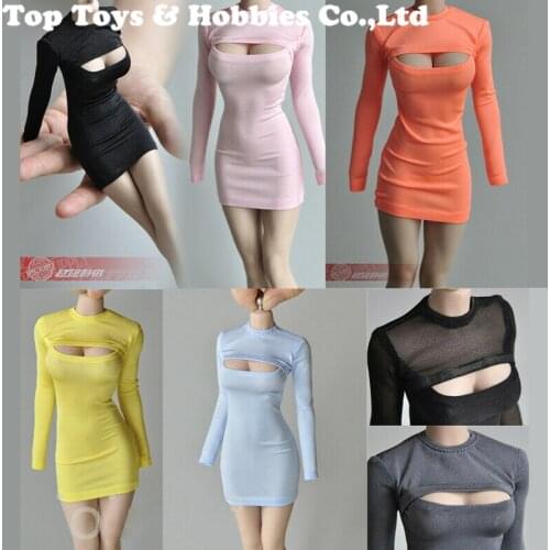 1/6 Scale Female Long Bottoming Dress Bag Hip Skirt Open Chest Clothes Accessories For 12-inch TBL Figure Body Toys Doll