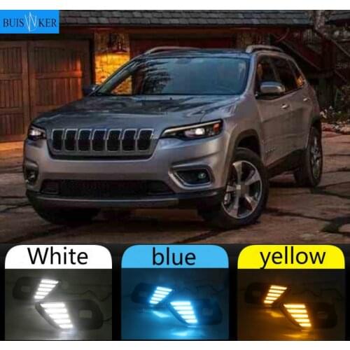1Set LED Daytime Running Light For Jeep Cherokee 2019 2020 Car Accessories Waterproof ABS 12V DRL Fog Lamp Decoration