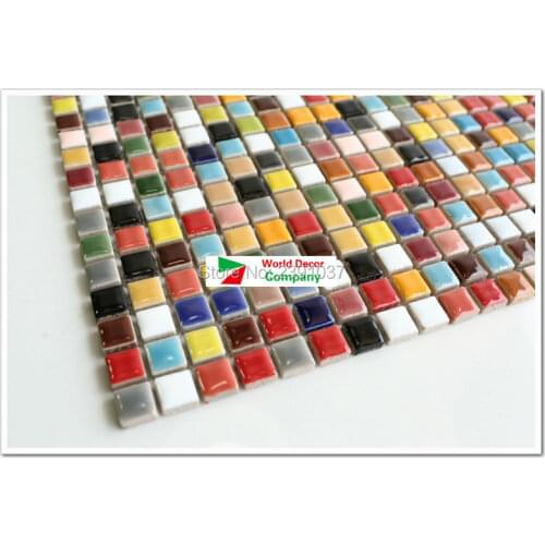 1BOX(11sheets) colorful kitchen tiles Glass mosaic tiles iridescent bathroom porcelain tiles sheet kitchen backsplash art deco