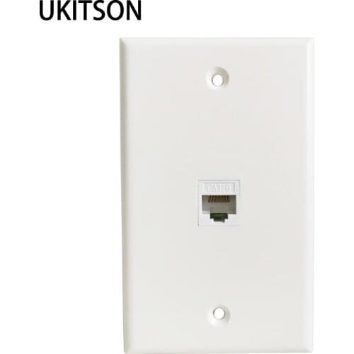 1 Port CAT6 RJ45 Keystone Jack Wall Plate Female To Female Lan Socket In White For Internet Patch Cord USA Faceplate