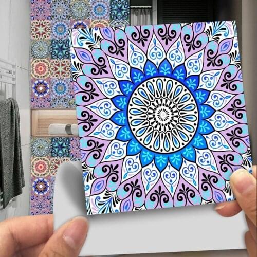 10/15/20/30cm Colorful Retro Tiles Wall Sticker Kitchen Stairs Door Wardrobe Furniture Decoration Peel & Stick Mural Wallpaper