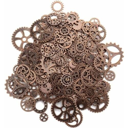 120g About 100pcs/lot Vintage Metal Mixed Gears Jewelry Making Diy Steampunk Gear Pendant Charms Bronze Bracelet Accessories