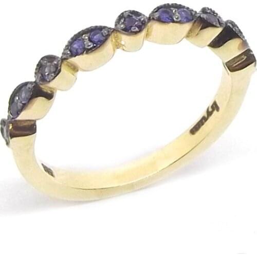 14k Gold Natural Sapphire Light Half Ring PY1891